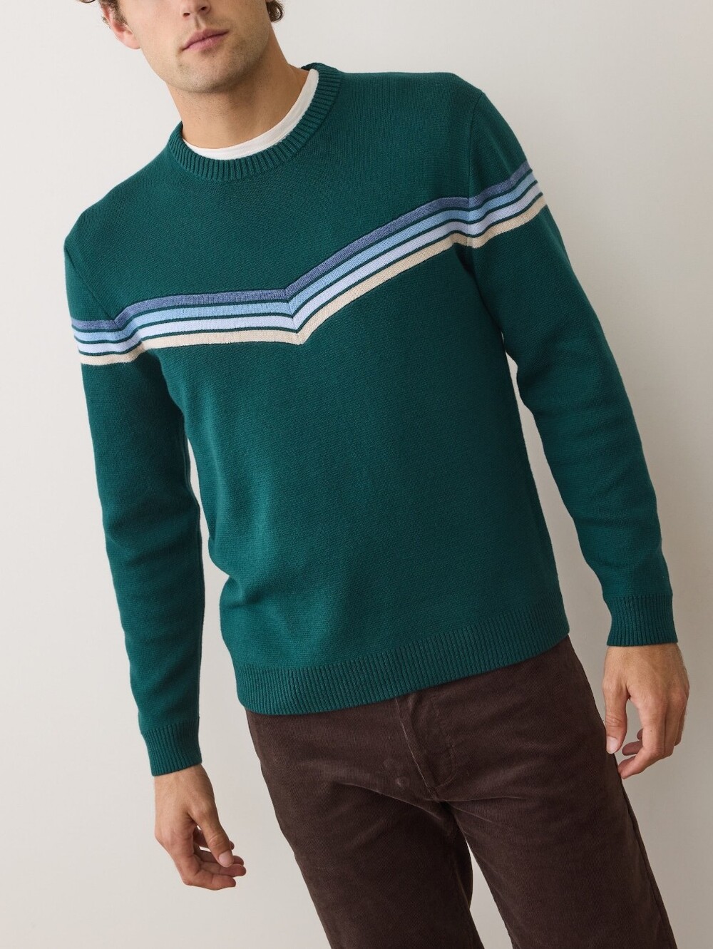 NWT Marine Layer Dean Crew Sweater Green Cool Stripe Men's XL Organic Cotton